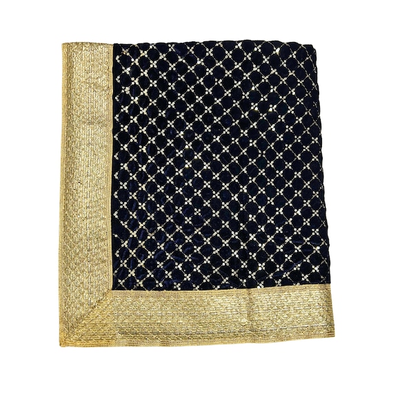 Sundar Rumala Saab, Guru Granth Sahib Ji Rumala Sahib Double Set with 2 Palkan with lining, Dark Blue, Sikh Accessories, Sikh Gift Items,
