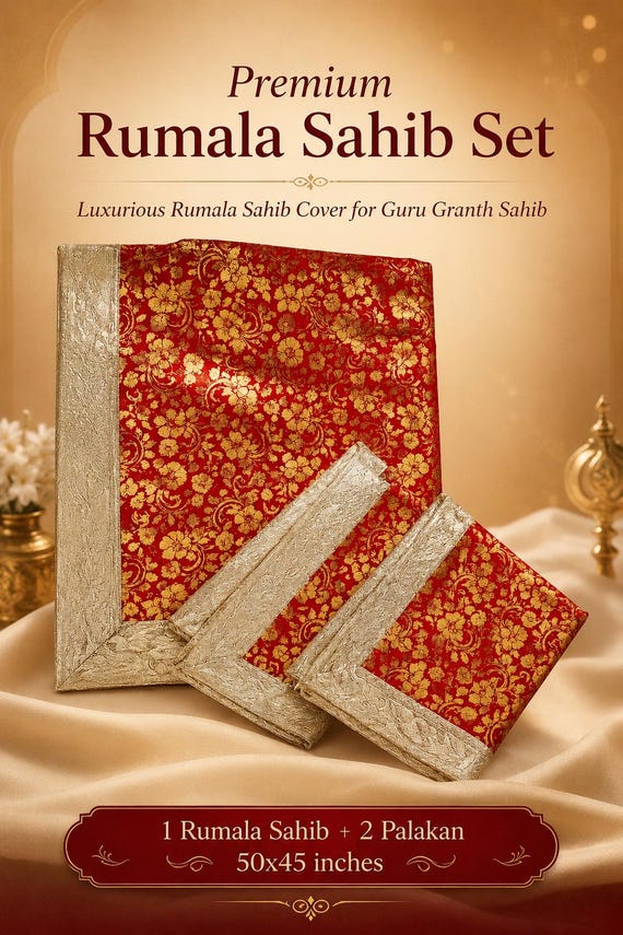 Premium Sanchi Sahib Rumala Set | Printed Rumala Sahib with Gota Work | Sikh Religious Gift