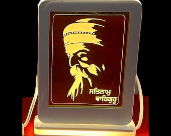 Lámpara de noche EK ONKAR, Khanda, Guru Nanak Dev Ji, Mesa, Ik Onkar, Decoración del hogar sikh, Artículos de regalo sikh,