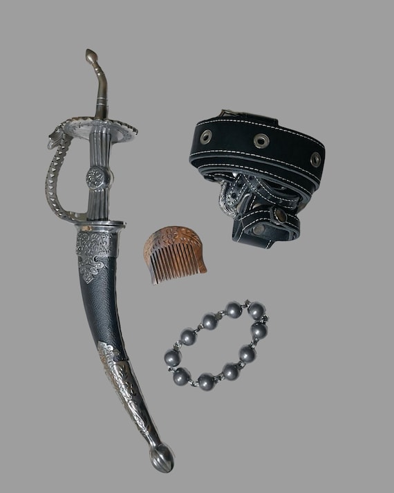 Sikh Kirpan Set with Leather Gatra, Comb & Simrana - Complete Punjabi Religious Gift Set - Ceremonial Khalsa Kit