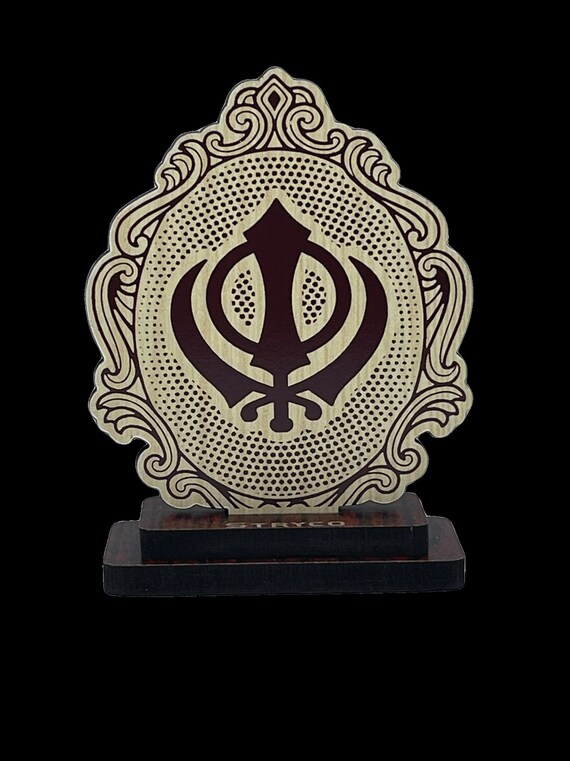 Khanda, Ek Onkar Mandala, Sikh Car dashboard Decor, ik Onkar, Wood, Sikh items, Punjabi,