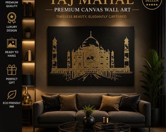 Taj Mahal Canvas Wall Art, Indian Architecture Artwork, Famous World Wonder Painting, Islamic Heritage Canvas, Spiritual Home Decor Gift