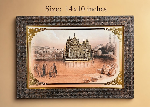 Old Siri Darbar Sahib Wall Art | Golden Temple Heritage Decor | Premium Sikh Home Decor | Sri Harmandir Sahib Artwork | House Blessing Gift
