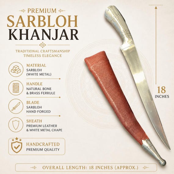 Handmade Sarbloh Pesh Kabz Khanjar | Premium Sikh Shastar | Traditional Khalsa Ceremonial Blade | Handcrafted Collectible Knife