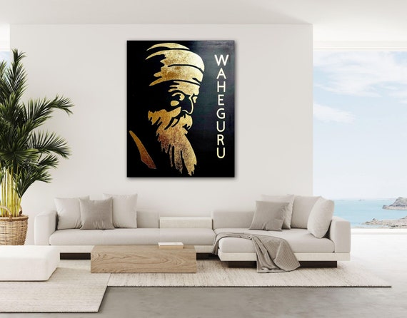 Handmade Guru Nanak Dev Ji Foil Art, Sikh Home Decor