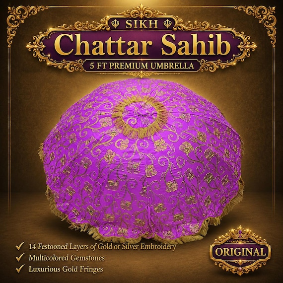 Chattar Sahib | Shatar Sahib | Sikh Gurudwara Umbrella | Embroidered Palki Sahib Chattar | Sikh Religious Decor | Handmade Punjabi Gift