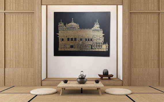 The Golden Temple, Hand Made Foil Art 36x24 inches, Sri Darbar Saab Amritsar, Sikh Home Decor, Sikh Gift items,