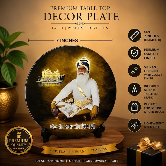 Baba Deep Singh Ji Table Top Decor | Sikh Home Decor | Wooden Sikh Art | Punjabi Religious Gift | Prayer Room Decor | Housewarming Gift