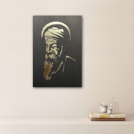 Hand Made Guru Nanak Dev Ji Foil Art, Baba Nanak, Wall Hanging, Home Decor, Wall Decor, Sikh Art, Sikh Guru Painting, Sikh Gift, Sikh Items,