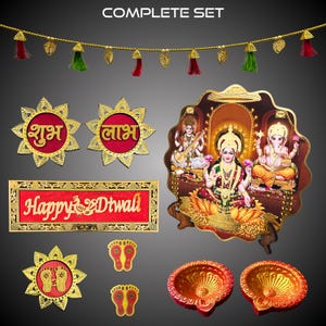 Diwali Pooja Set, Lakshmi Mata, Door Toran, Diya, Shubh labh, Indian Festival Diwali,