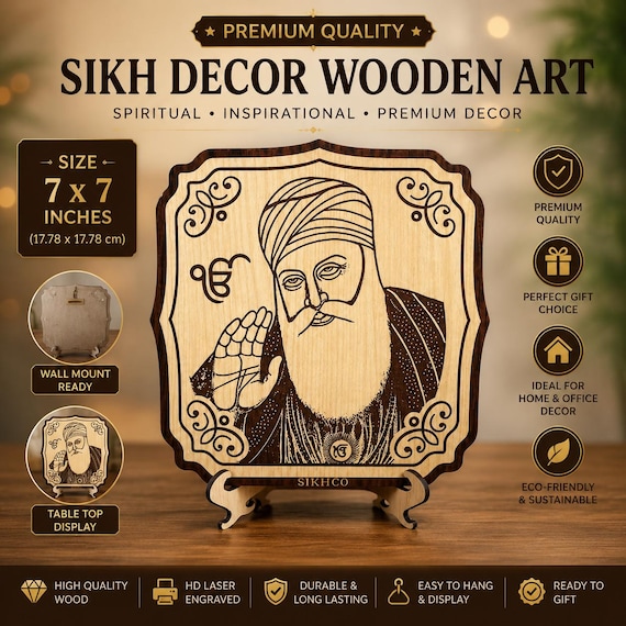 Guru Nanak Dev Ji Table Top Decor | Sikh Home Decor | Punjabi Religious Gift | Prayer Room Decor | Desk Decor | Housewarming Gift