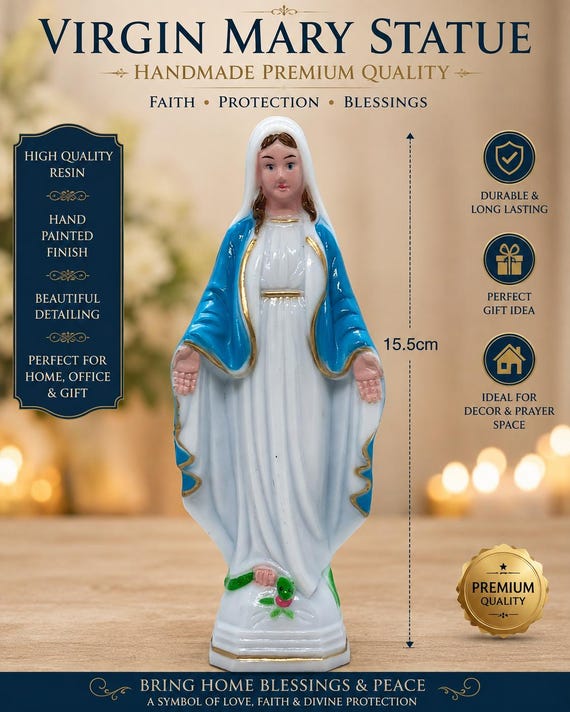 Blessed Virgin Mary Statue | Catholic Religious Statue | Blessed Mother Figurine | Mother Mary Statue for Home Altar  Decor | Christian Gift