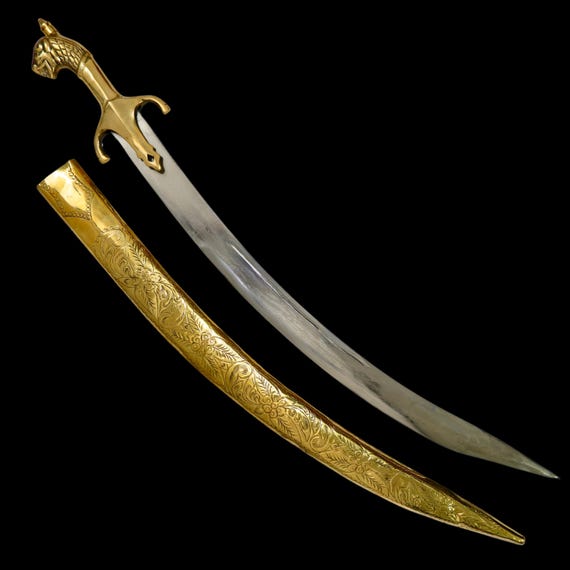 Big Kirpan, Wedding kirpan, Brass Case Kirpan, Big Sword, Groom Accessories, Wedding Accessory, Talvar, Punjabi items, Sikh Items,