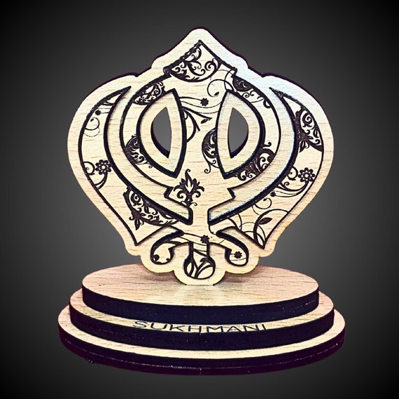 Khanda, Ek Onkar Mandala, Sikh Car dashboard Decor, ik Onkar, Wood, Sikh items, Punjabi,