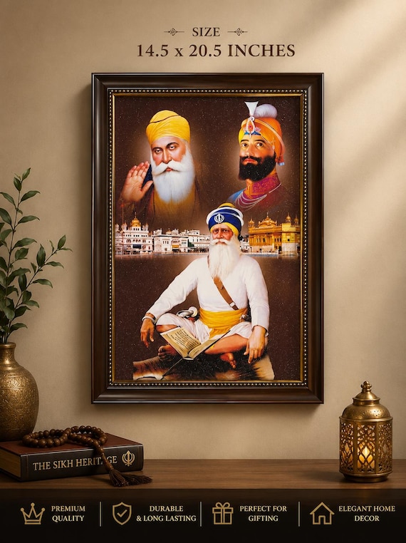 Shaheed Baba Deep Singh Ji Canvas Wall Art | Sikh Heritage Home Decor | Premium Sikh Gurus Artwork | Punjabi Religious Gift |  Wall Decor