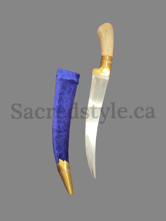 Hand Made Sarbloh Khanjar with 12 Singhi Handle, Pesh Kabz, Sikh Kakar, Kukri, Kakkar, Sikh Gift Items
