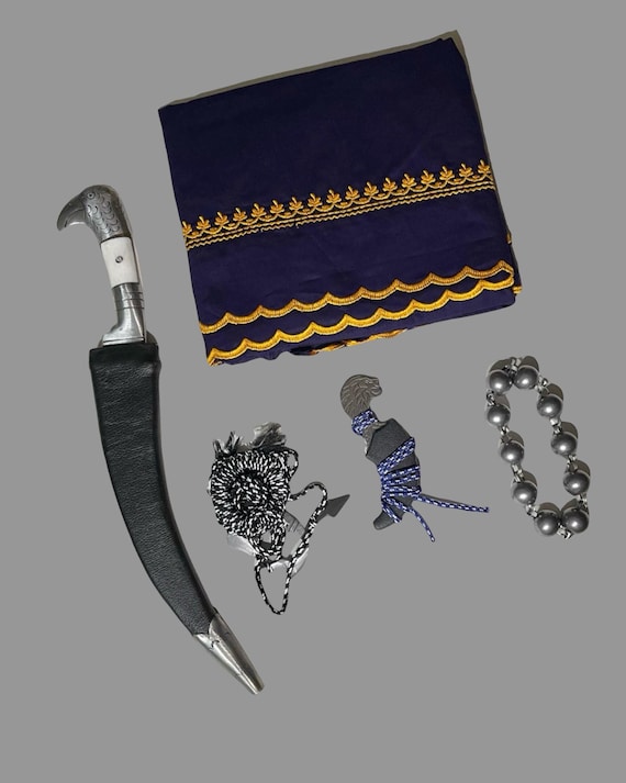 Khanjar Hajuria Dumala Shastar Necklace and Simrana Set - Sikh Kirpan Pendant - Khalsa Religious Gift