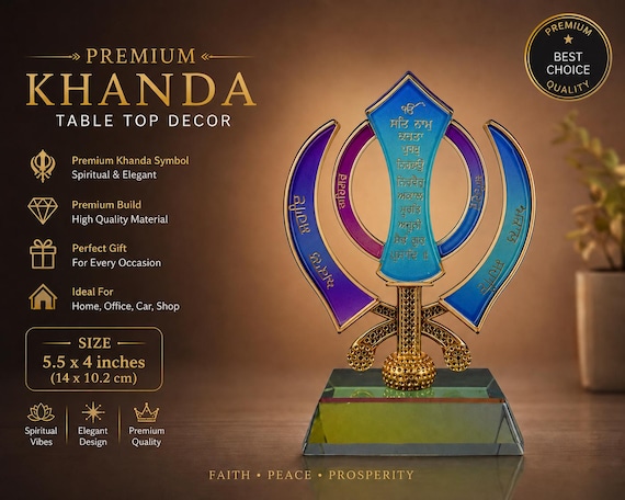 Khanda Mool Mantar Glass Table Top | Sikh Home Decor | Gurbani Table Decor | Punjabi Religious Gift | Prayer Room Decor | Housewarming Gift
