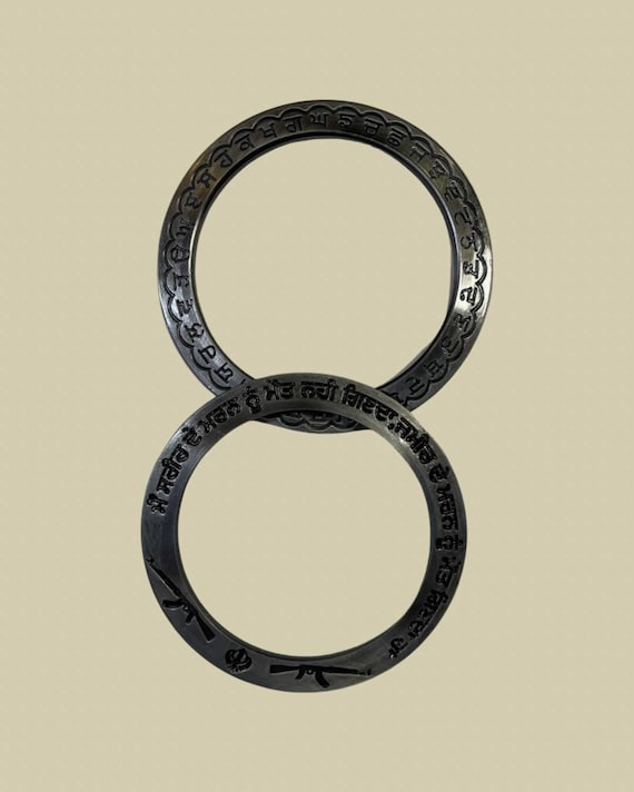 Kada, Sikh Kakar, Engraved kara, Iron bracelet, Punjabi Karah, Sant Jarnail Singh Ji, Sikh items,