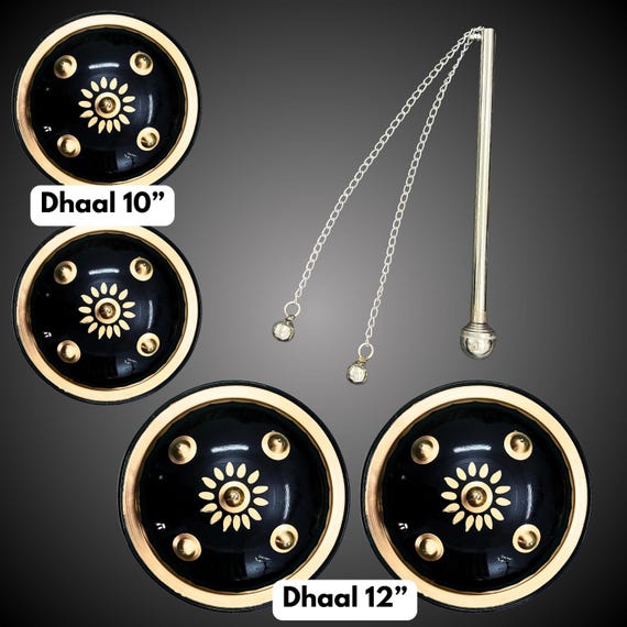 Gatka Dhal Set of 5 items, Chakar, Sikh gatka accessory, Sikh Martial Art tools, Sikh Gift items