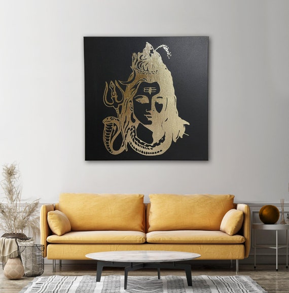 Hand Made Lord Shiva Foil Art on Canvas, Mahadev, Bholenath, Bhagwan Shiv ji, Wall Hanging, Home Decor, Wall Decor, Gifts, Hindu Items.