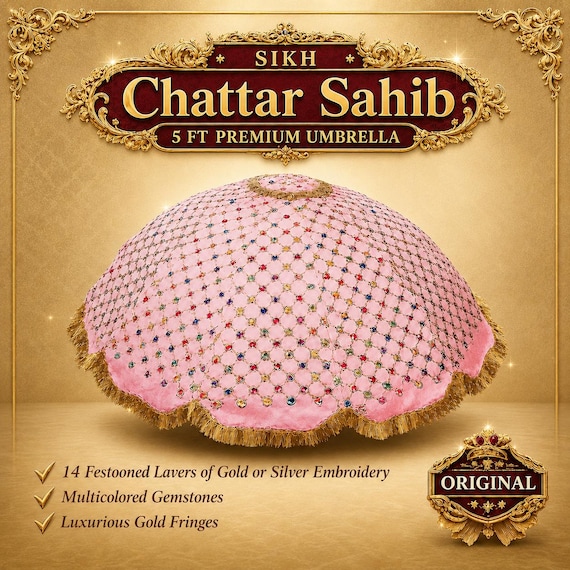 Chattar Sahib | Shatar Sahib | Sikh Gurudwara Umbrella | Embroidered Palki Sahib Chattar | Sikh Religious Decor | Handmade Punjabi Gift