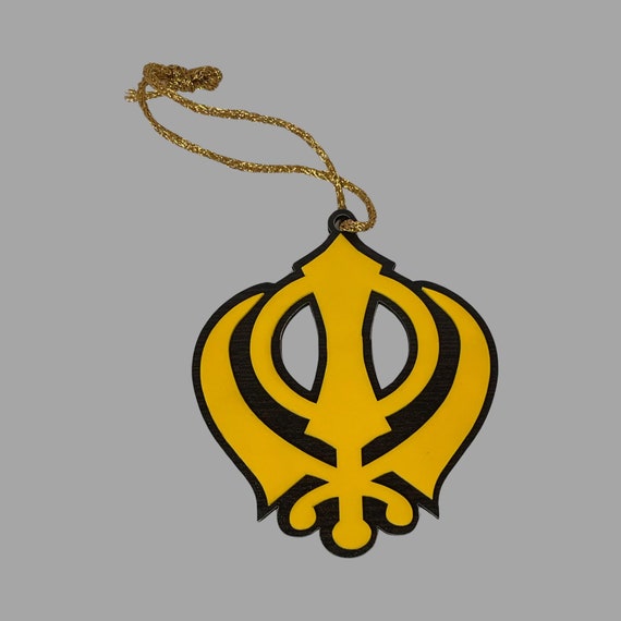 Khanda, Ek Onkar, Ik Onkar, Car Hanging, Rear View Mirror Ornament, Punjabi, Gift items, Wood Khanda, Sikh Items,