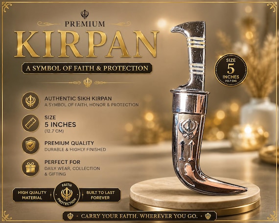 Handmade Sikh Kirpan Kukri | Sikh Kakkar | Ceremonial Kirpan | Traditional Shastar | Punjabi Sikh Gift | Premium Craftsmanship