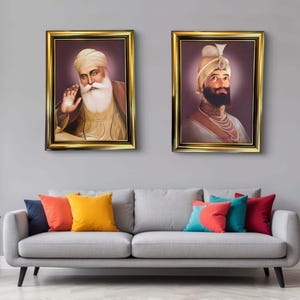 Guru Nanak Dev Sahib Ji, Guru Gobind Singh Ji Saroop, Sikh Big Fotos 32x24 Zoll, Sikh Wandbehang, Sikh Geschenkartikel,