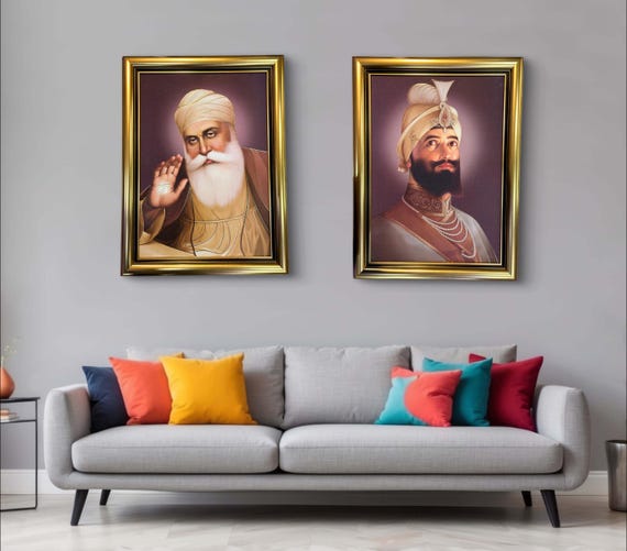 Guru Nanak Dev Sahib Ji, Guru Gobind Singh Ji Saroop, Sikh Big photos 32x24inches, Sikh Wall Hanging, Sikh gift items,