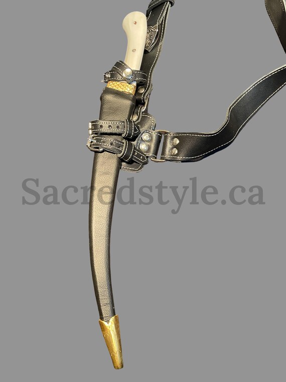 Khanjar and Leather Gatra Set, Sarbloh Khanjar, Strap, Kukri strap, Sikh Kakar, Sikh Kakkar, Sikh Gift Items