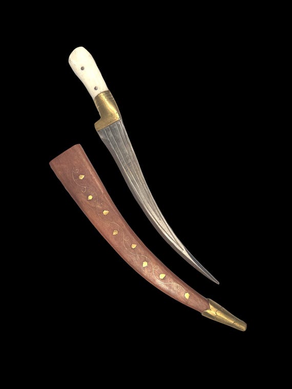 Hand Made Sarbloh Khanjar, wooden case Pesh Kabz, Sikh Kakar, Kukri, Kakkar, Sikh Gift Items
