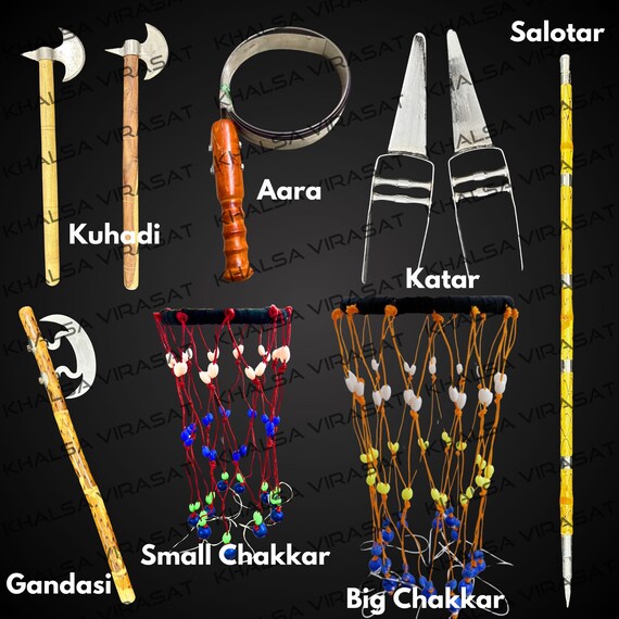 Gatka Set of 9 items, Chakar, Sikh gatka accessory, Sikh Martial Art tools, Sikh Gift items