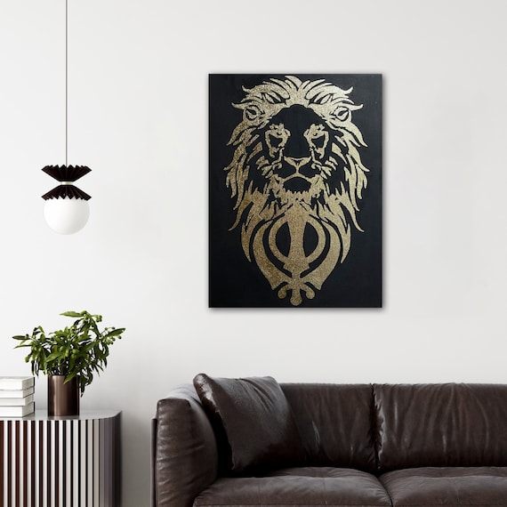 Hand Made Khanda Foil Art, Sikh Art, Sher Khanda, Sher Wall Decor, Wall Hanging, Mothers day gift, Home Decor, Sikh Paintings, Sikh items.
