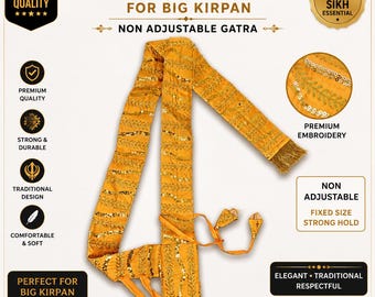 Grote Kirpan Gatra | Fancy Hajoori-riem | Sikh Kirpan crossbodyriem | Tega Gatra | Premium Sikh Kakkar-accessoire | Handgemaakt Punjabi-cadeau