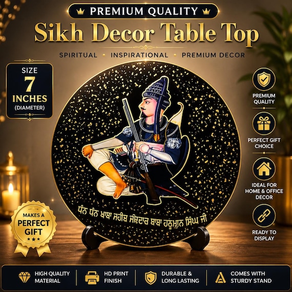 Baba Hanuman Singh Ji Table Top Decor | Sikh Home Decor | Wooden Nihang Singh Art | Punjabi Religious Gift | Desk Decor | Housewarming Gift