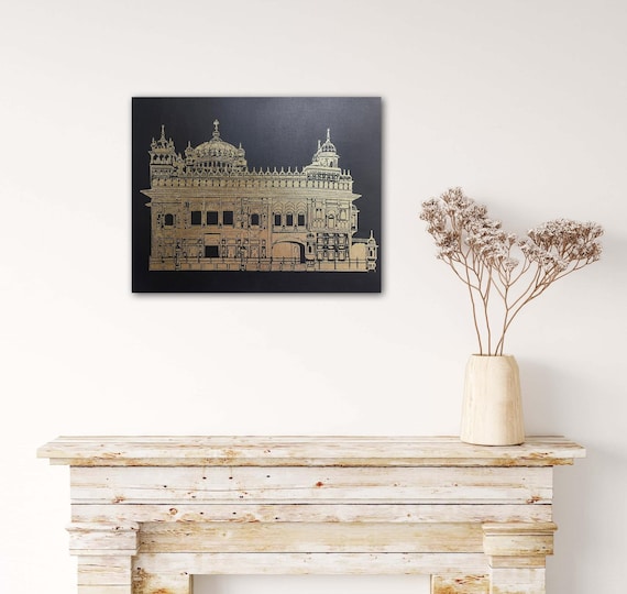 Handmade Canvas The Golden Temple Foil Art, Siri Darbar Sahib, Customized Home Decor, Gift Items