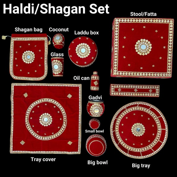 Vatna Haldi Maiyan Mayoun  Set of 12 Piece, Indian Desi Pakistani Wedding,  Punjabi Wedding Accessories, Viyah, Wedding Items