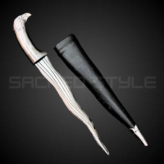 Hand Made Sarbhloh Khanjar Baaz head,  Sikh Kirpan, Sikh Kakar, Pesh Kabz, Kukri, Kakkar, Leather cover, Nihang Singh Ji, Sikh Items
