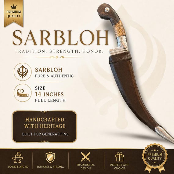 Handmade Sarbloh Pesh Kabz Khanjar | Premium Sikh Shastar | Traditional Khalsa Ceremonial Blade | Handcrafted Collectible Knife