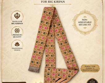 Grote Kirpan Gatra | Fancy Hajoori-riem | Sikh Kirpan crossbodyriem | Tega Gatra | Premium Sikh Kakkar-accessoire | Handgemaakt Punjabi-cadeau