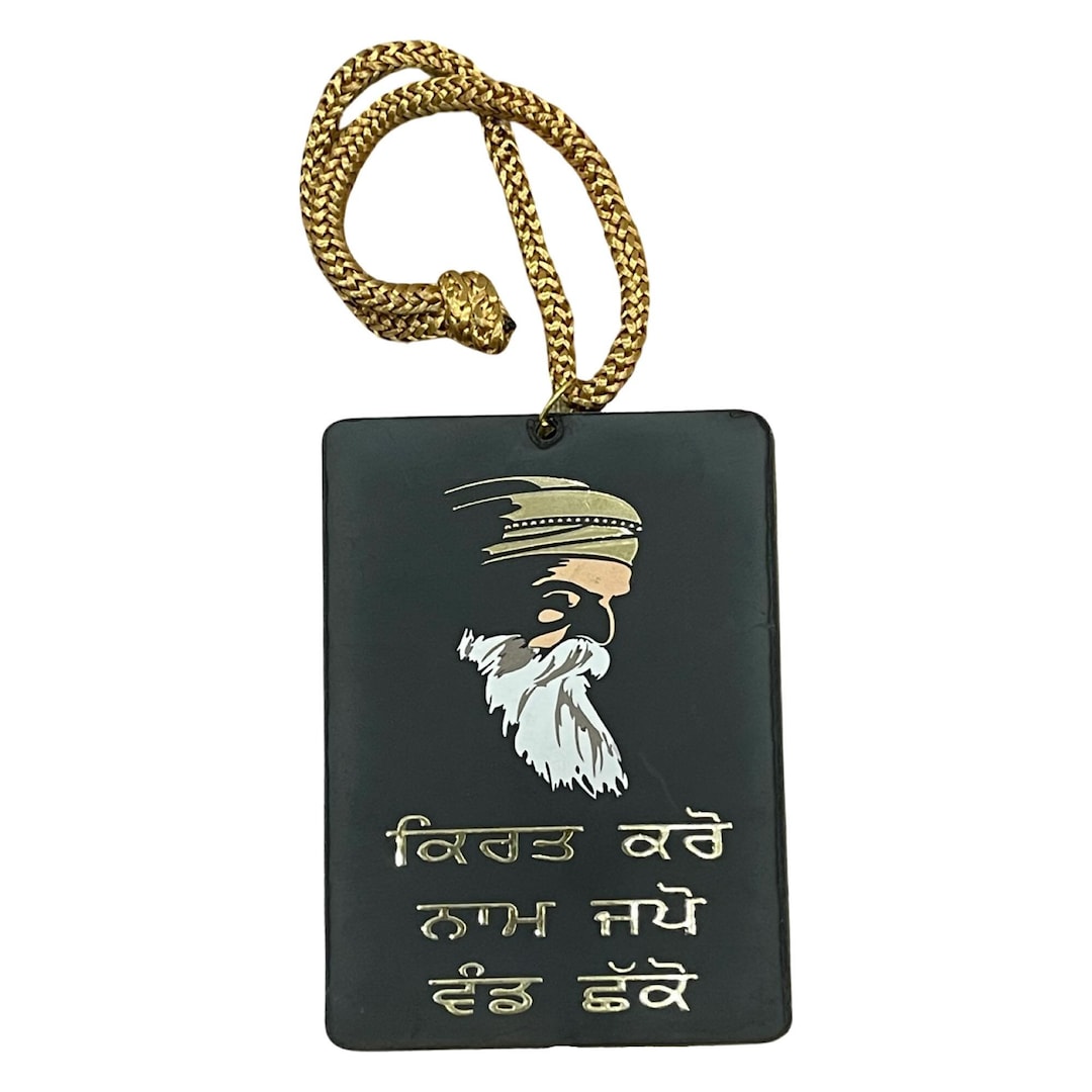 Guru Nanak Dev Ji Photo Car Hanging, Kirat Karo Naam Japo Vand Shako