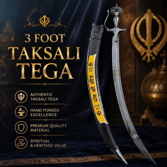 Big Kirpan, Taksali Tega made of Sarbhloh, Sikh kakar, 3 foot Taksali kirpan, Sikh Kakkar, Sikh Shastar, Sikh Items,