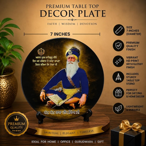 Baba Deep Singh Ji Table Top Decor | Sikh Home Decor | Wooden Sikh Art | Punjabi Religious Gift | Desk Decor | Housewarming Gift