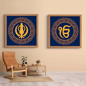 Khanda Ek Onkar Digital Print Wall Poster, Sikh Home Decor, Sikh Digital Prints,