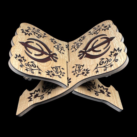Wooden Book Stand, Khanda, Sanchi Saab Stand, Gutka Saab Stand, Reading Stand, Sikh, Sikh Items,