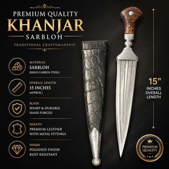 Handmade Sarbloh Pesh Kabz Khanjar | Premium Sikh Ceremonial Shastar | Traditional Khalsa Blade | Handcrafted Collectible Knife