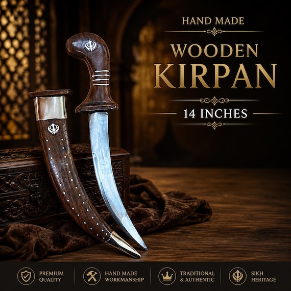 Kirpan Sarbloh, Sikh Kakkar, Kukri, 14 inches Wood case kirpan