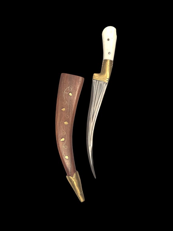 Sarbloh Khanjar, Sikh Kirpan, Wooden Pesh Kabz 14 in, Sikh Kakar, Kukri, Kakkar, Nihang Singh, Sikh Gift Items