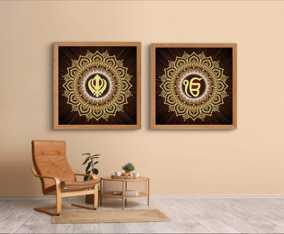 Khanda Ek Onkar Mandala Digital Print Wall Poster, Sikh Home Decor, Sikh Digital Prints,